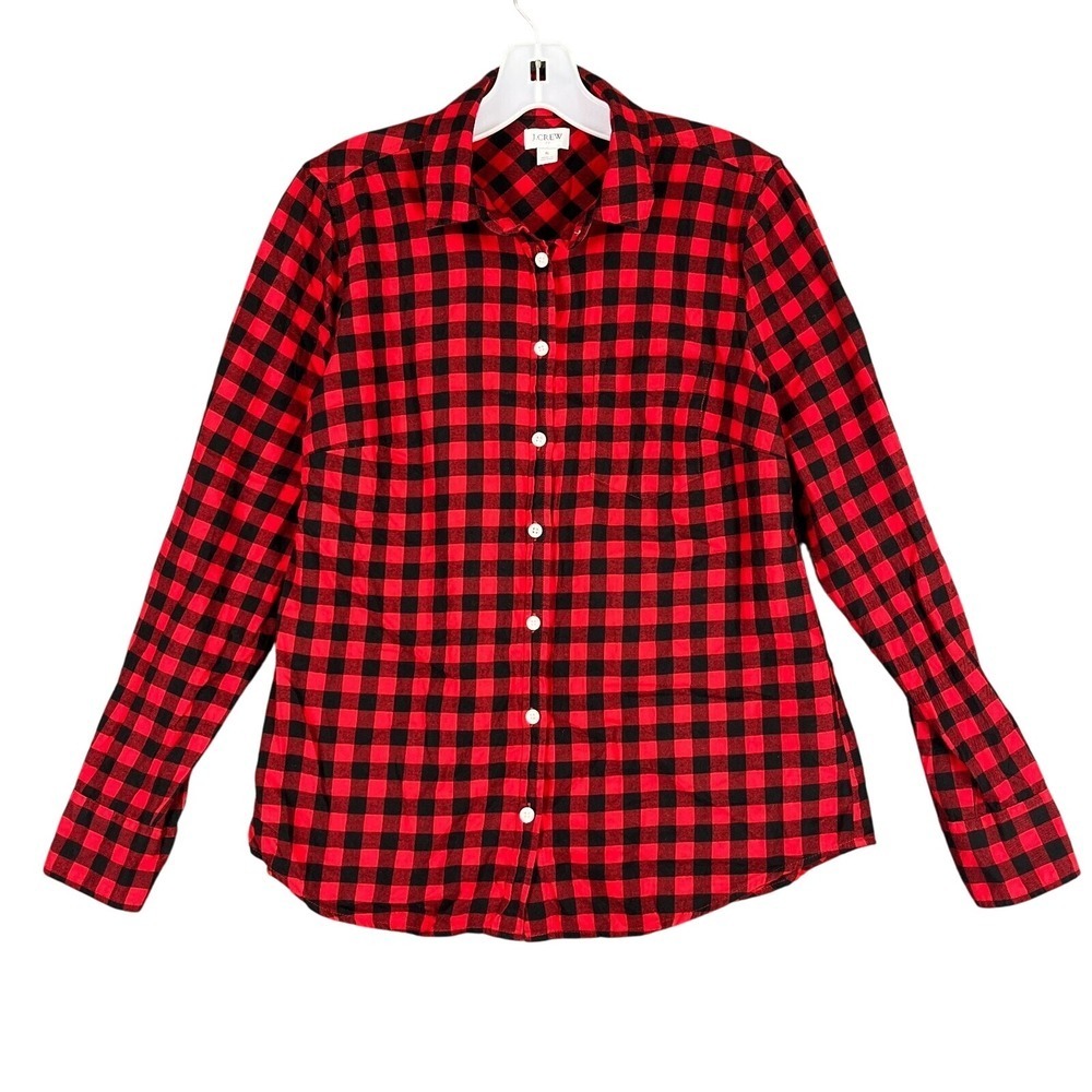 J Crew Shirt Womens S Boyfriend Fit Plaid Flannel Cozy Casual Essential Chore